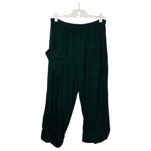 Cynthia Ashby Women's Pants Sz Large Baggie Cuff Green Lagenlook Urban Boho NWT